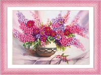 needleworkdiy ribbon cross stitch sets for embroidery kit table vase flowers bands embroidery wall wedding gift decoration