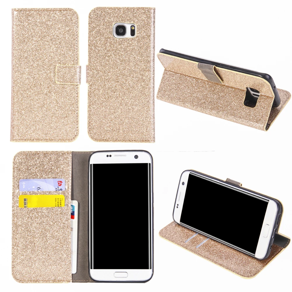 Блестящий кожаный чехол-бумажник для iphone 5 5S X 6 6S 7 8 plus Samsung Galaxy S7 Edge A8 S8 S9 Plus Note J330 J530