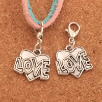 18pcs love letter heart lobster claw clasp charm beads 17 5x31 1mm jewelry diy c931 lz
