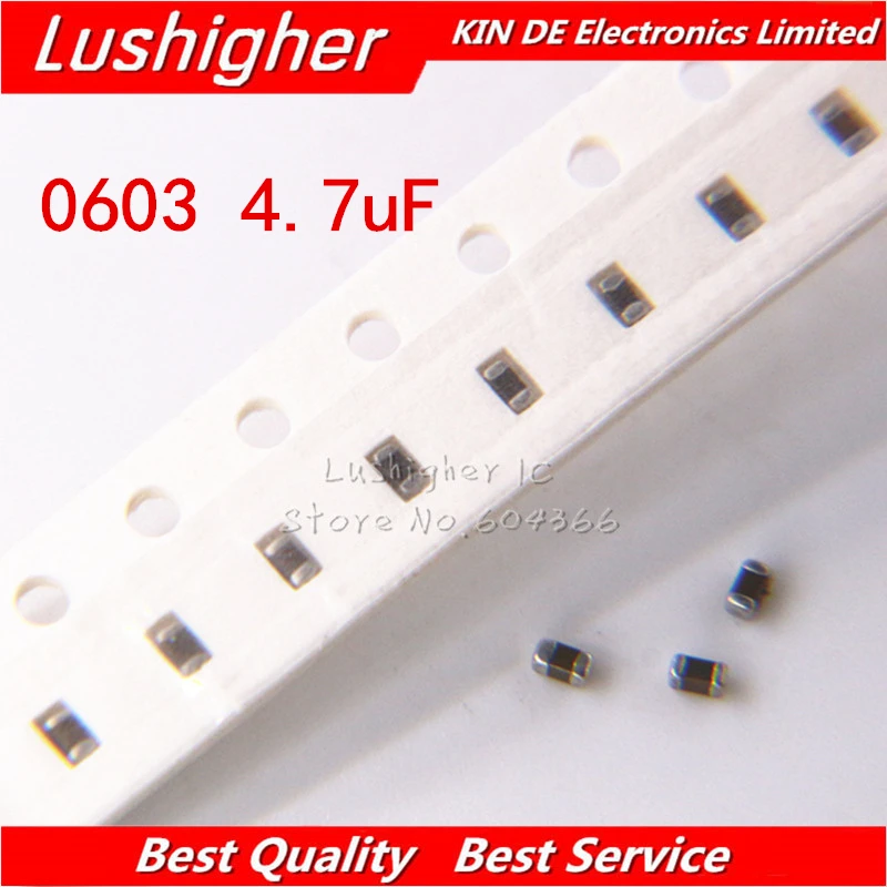 100 шт. 0603 4 7 мкФ 4700nf 475K с алюминиевой крышкой 50В X7R 10% SMD Керамика конденсатор