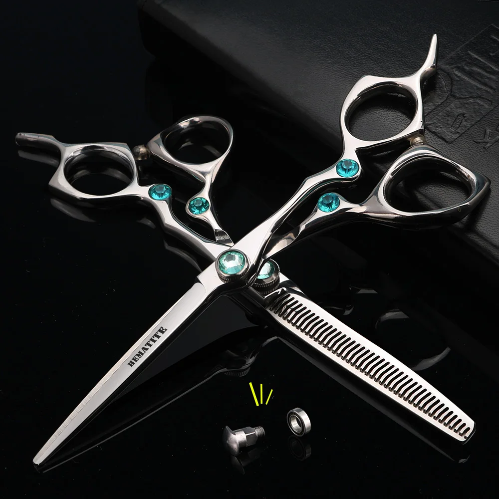 

Blue Gem Hairdressing Scissors Latest Style 6 Inch Hairdressing Scissors Hair Salon Barber Advanced 440C Steel
