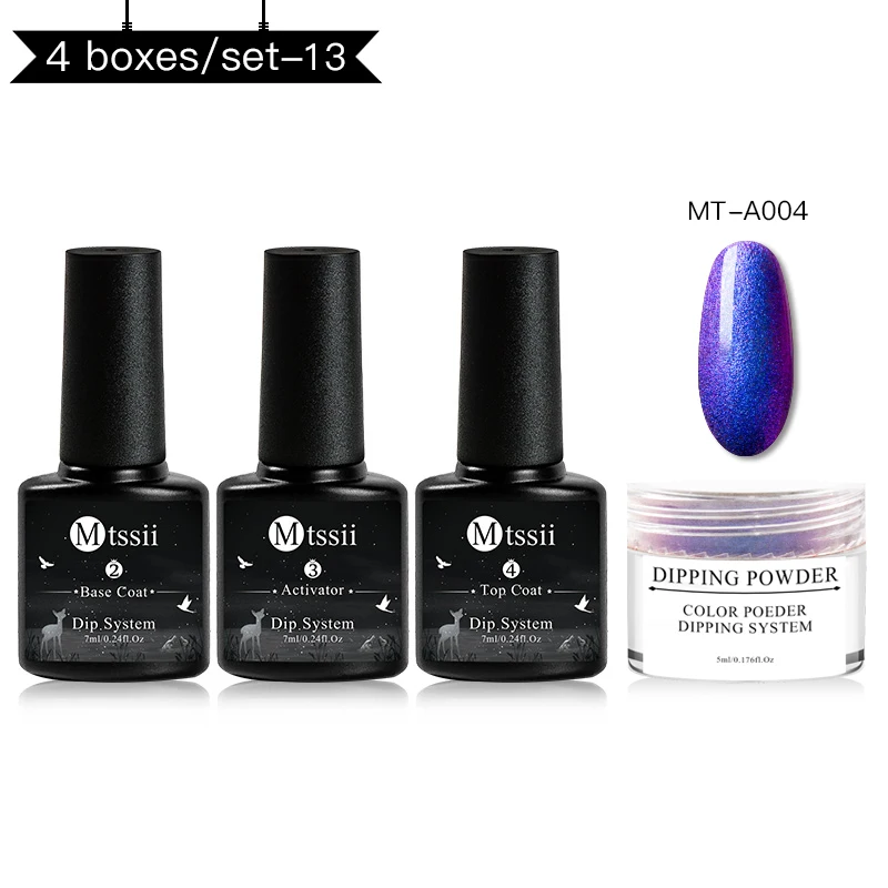 ZH03544 Mtssii система Погружения Набор для ногтей Holo Nail Art Dip порошок с Dip основой активатор жидкий гель цвет ногтей натуральный сухой без лампы - Цвет: ZH03544