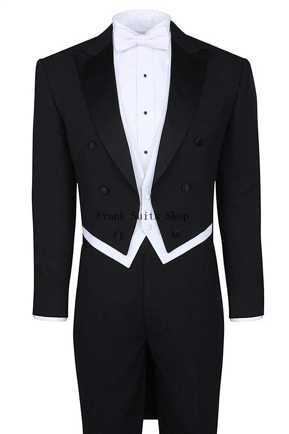 

Custom Made White Wedding Tailcoat Male, Tailcoat Tuxedo BESPOKE long tail Tuxedo Tailcoat Jacket,TAILORED Groom Tuxedos For Men
