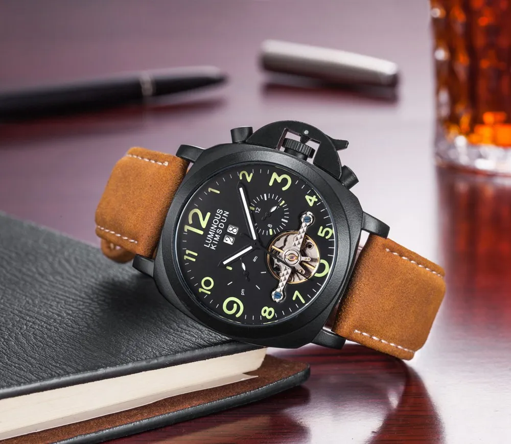 Роскошные брендовые автоматические механические часы Tourbillon мужские