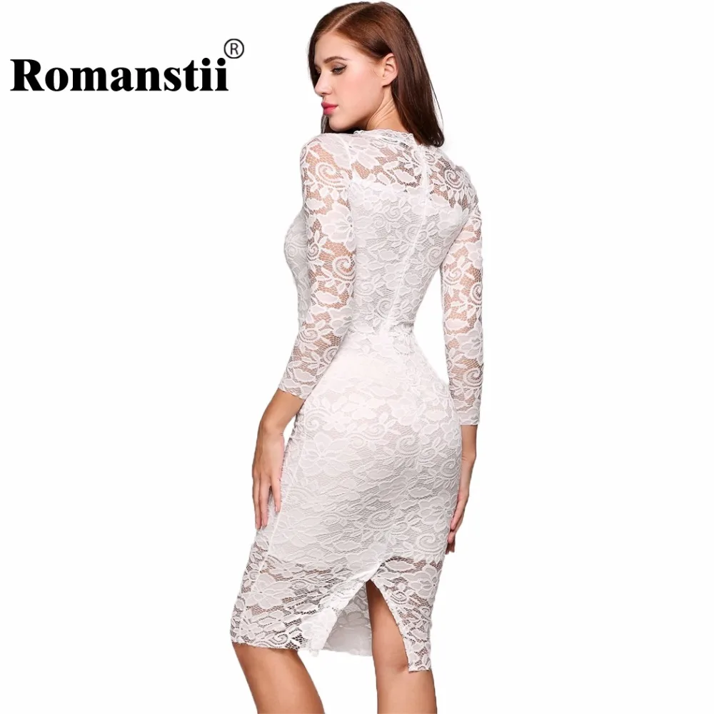 Romanstii Кружево платье Демисезонный 2017 Сексуальная 3/4 с длинным рукавом круглый