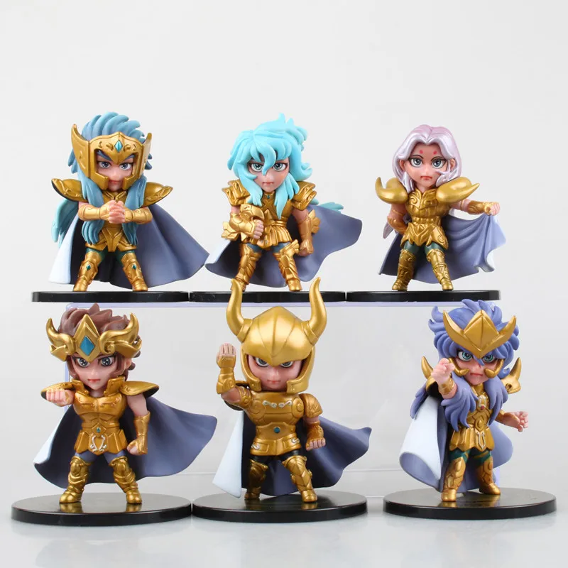 Аниме 6 шт./компл. 9 см Saint Seiya Shiryu Ikki Hyoga Aquarius Capricorn Aries ПВХ фигурка Коллекционная