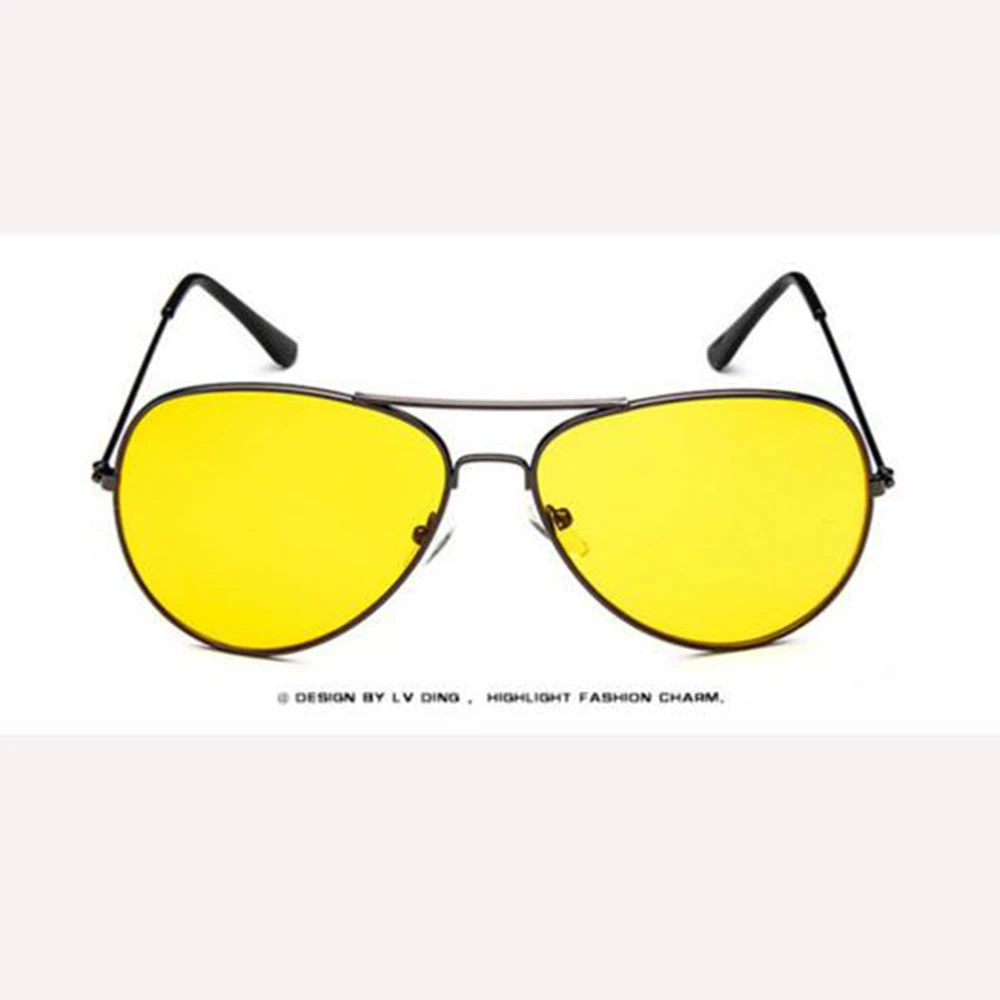 Модные ретро очки в металлической оправе солнцезащитные Желтая пленка ночного
