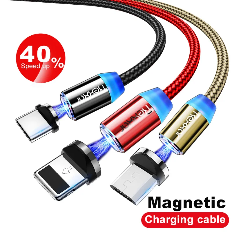 1 м 2 м Магнитный USB кабель Micro usb type C кабель для быстрой зарядки для iPhone XS Max samsung Магнитный шнур для зарядки телефона Android