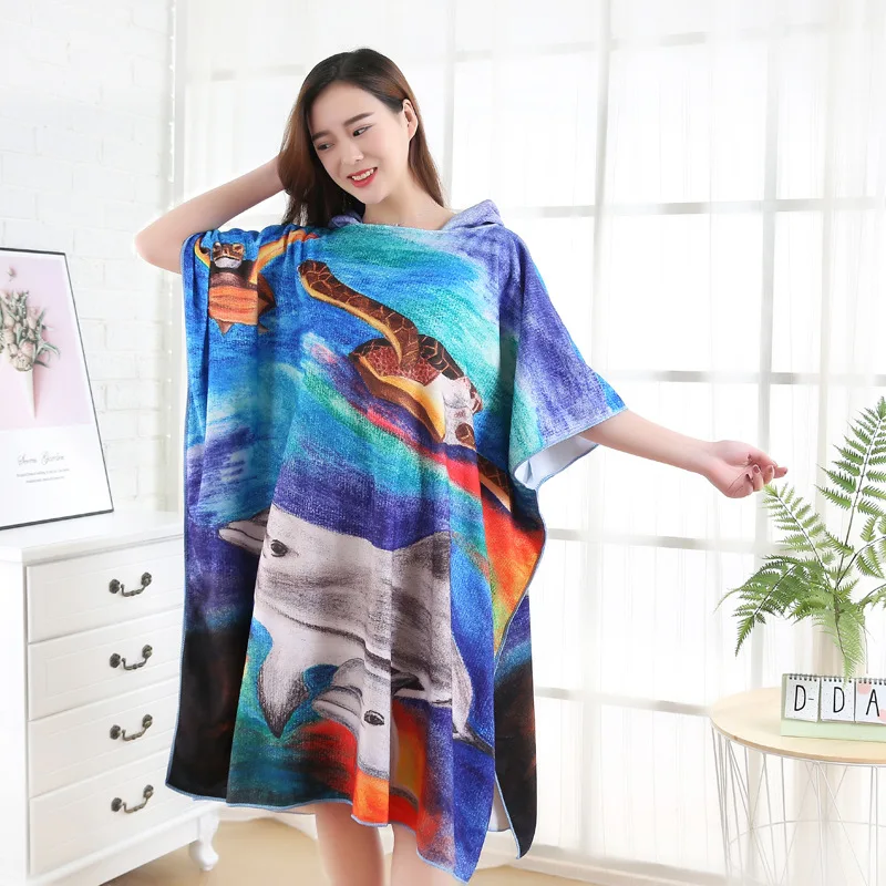 Животное стиль Большой микрофибры с капюшоном пляжное банное полотенце Открытый