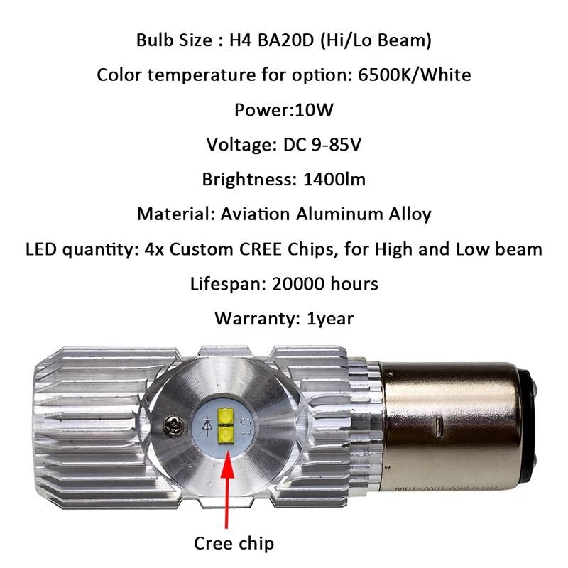 1400Lm H4 HS1 P43T BA20D H6 два три 2 3 клама широкое напряжение светодиодные фары для