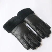 high quality womens warm gloves winter fashion sheepskin heavy full finger manual natural sheep fur gloves for lady gants