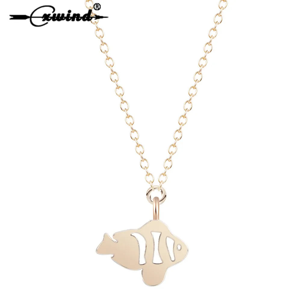 

Cxwind Charm Fish Pendant Necklace Ocean Animal Topic Fish Necklaces & Pendants Collier Bijoux Pendant Statement Chain Jewelry