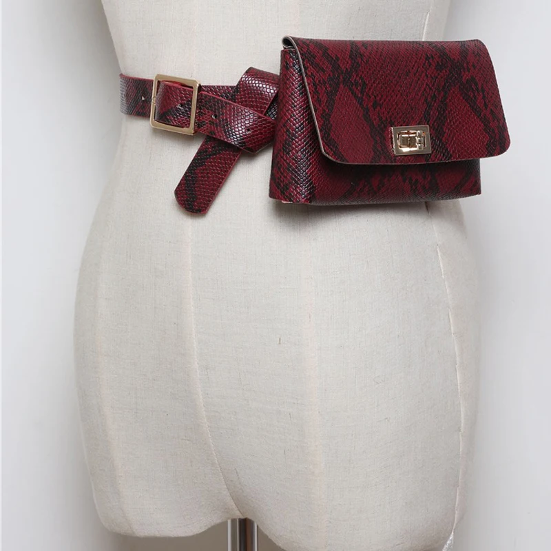 Модная поясная сумка для женщин маленькая денег нагрудная с принтом змеи