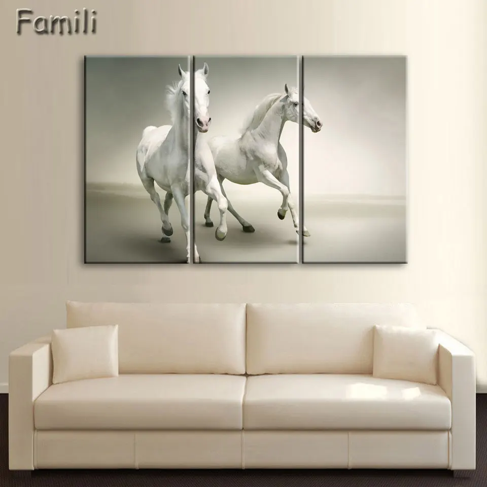 3 шт. крутая Черная лошадь настенная живопись реалистичное животное холст