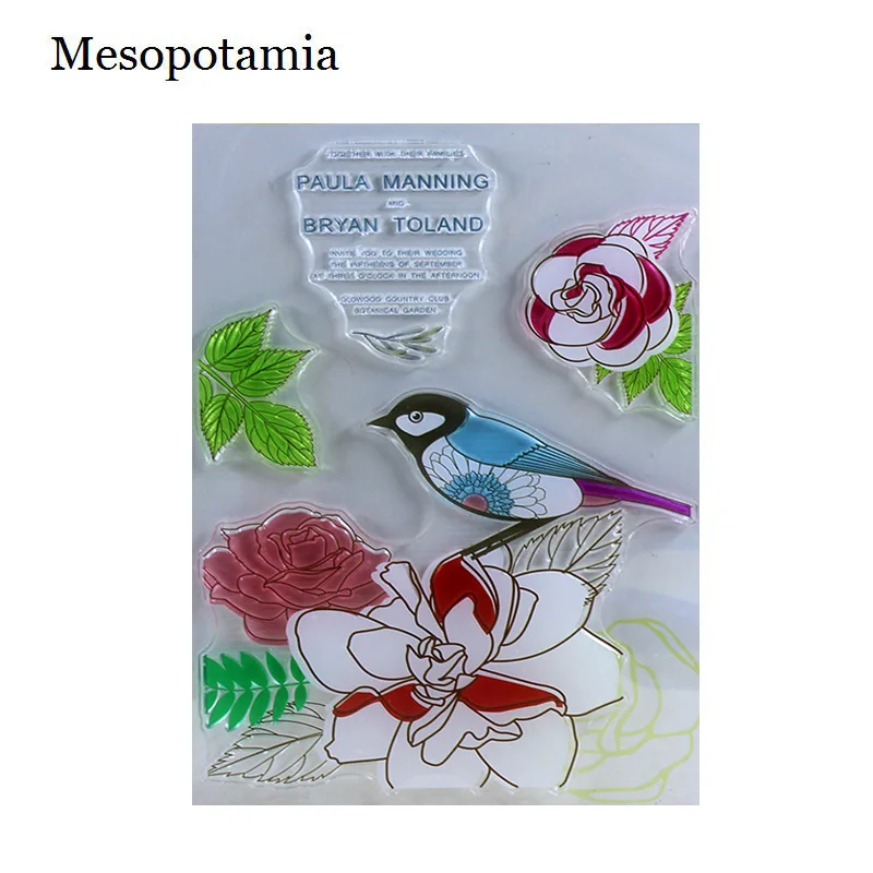 DIY Скрапбукинг альбомы Розовые розы гербики птицы штампы тиснение силиконовые