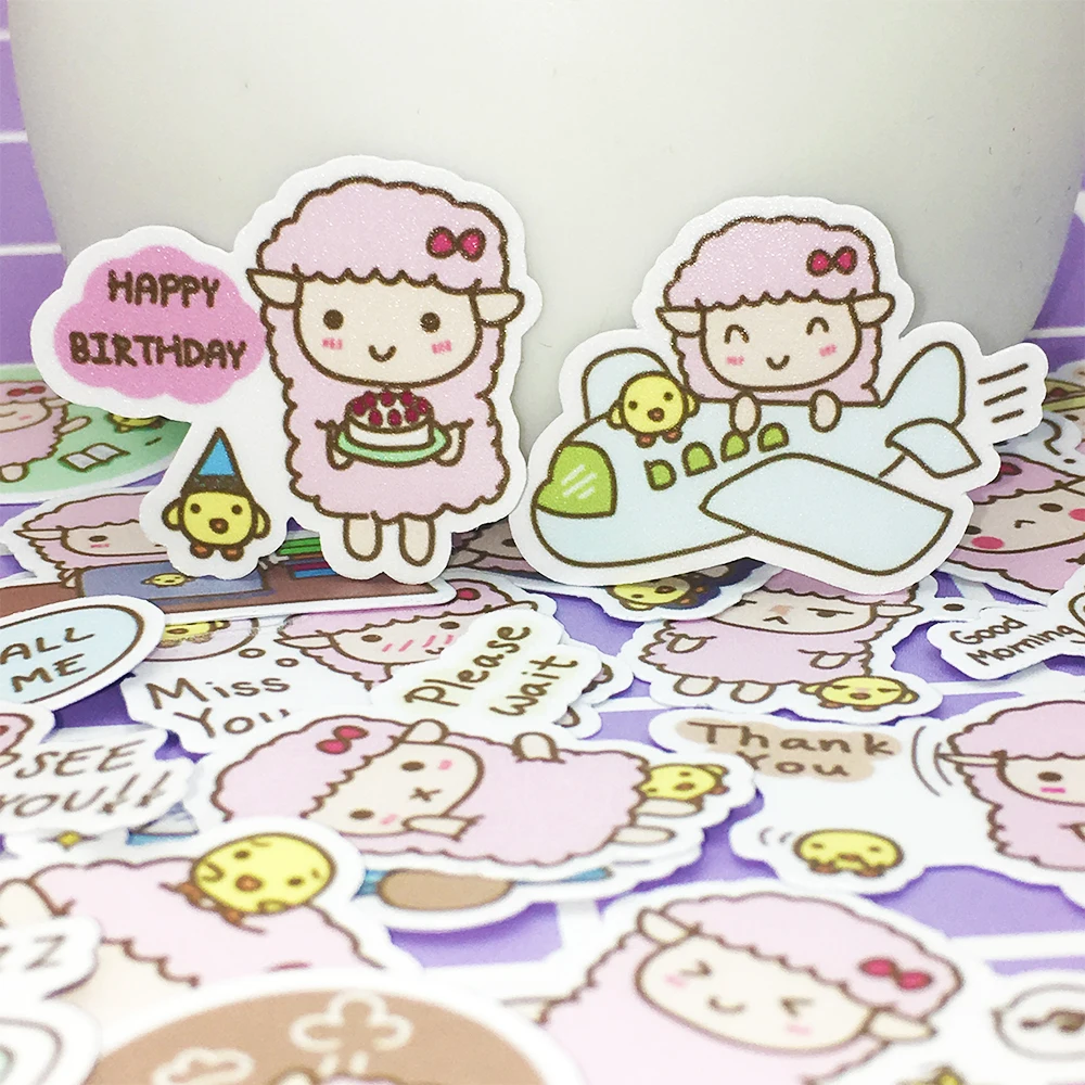 

20/40pcs PVC Waterproof Pink Sheep Fun Sticker The Luggage Stickers For Moto Car & Suitcase Cool Fashion Laptop stickers