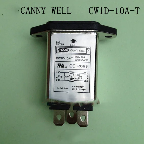 CW1D 10A T IEC 320 C14 штепсельная розетка Панель Крепления электропровод EMI фильтр AC 220V