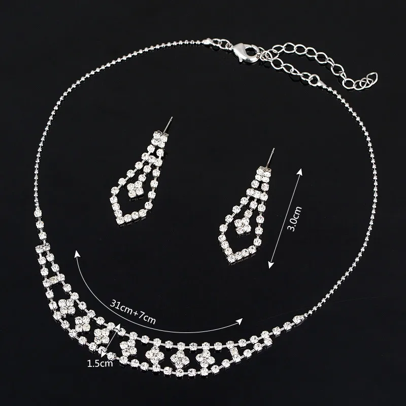 2016 Мода Мерцающий Ожерелье + Серьги Заказунаша Свадьба Невеста Украшения