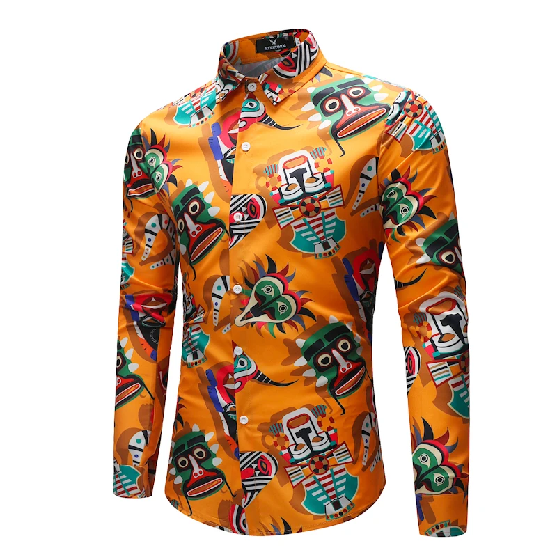 Модная маска с цветочным принтом мужская рубашка 2018 брендовая новая пляжная