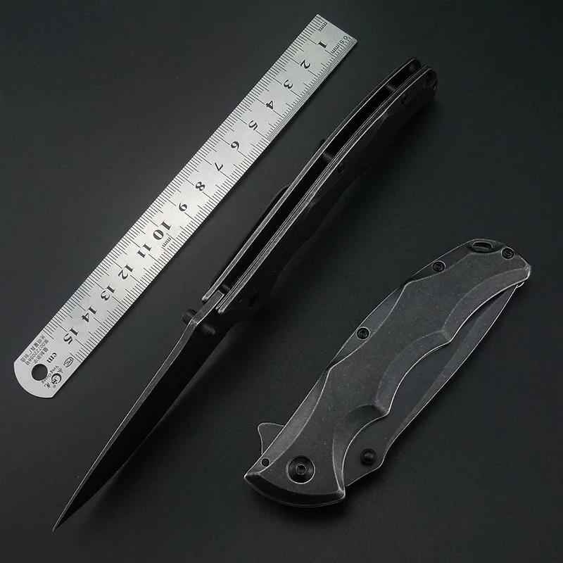 Тактический складной нож резец со стальной ручкой Stonewash для выживания кемпинга