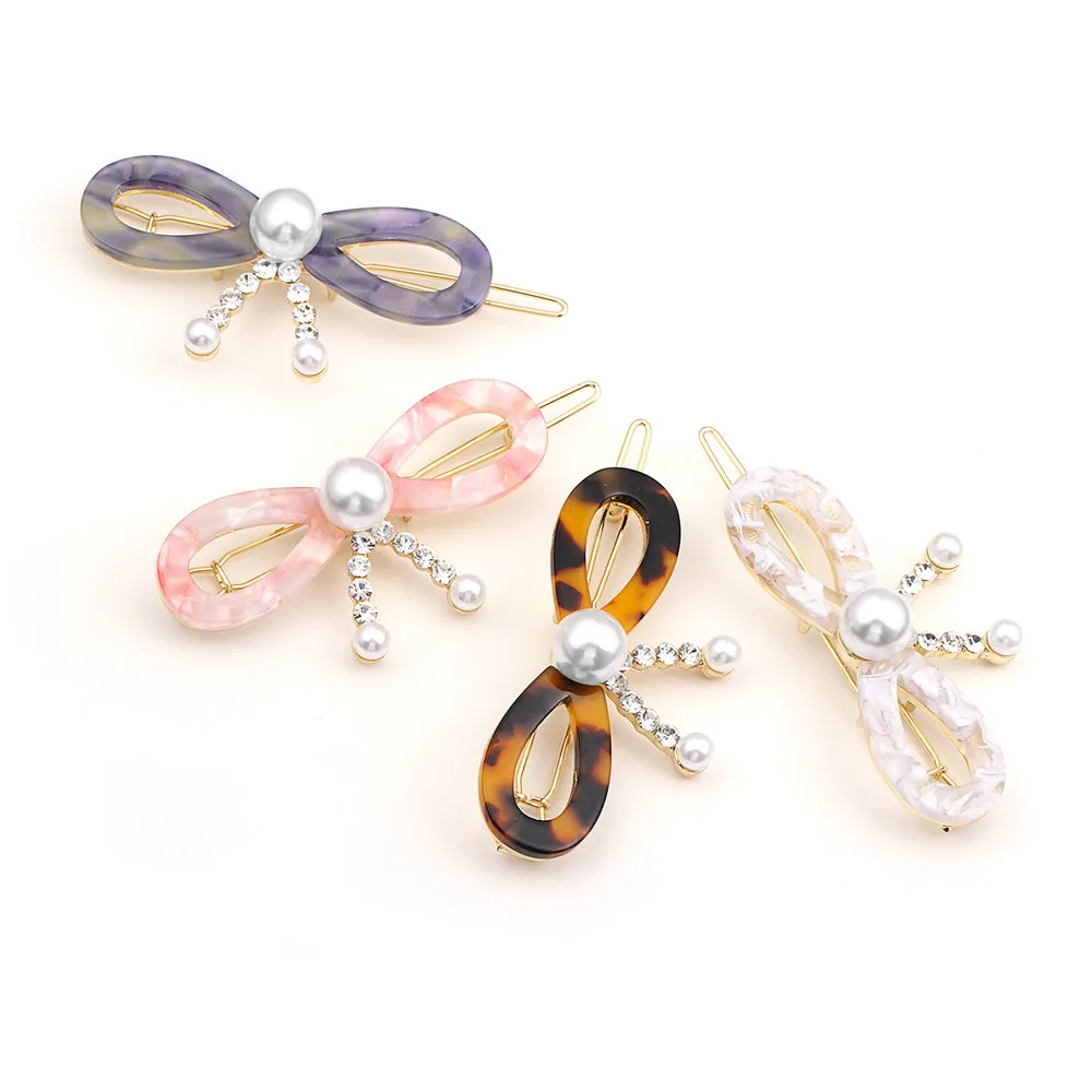 

1PC Korea Vintage Acetic Acid Acrylic Hair Clips Bowknot Hollow Hairpin Sweet Hair Accessories For Women girls