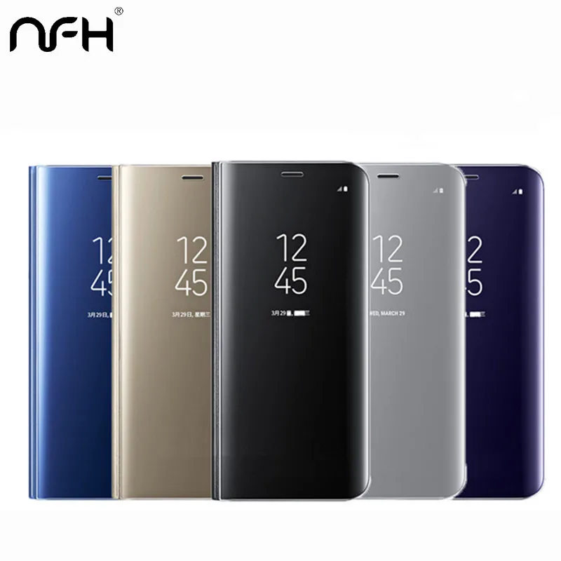 NFH зеркальный чехол прозрачный умный для Samsung Galaxy S8 телефона + Plus тонкий флип-чехол