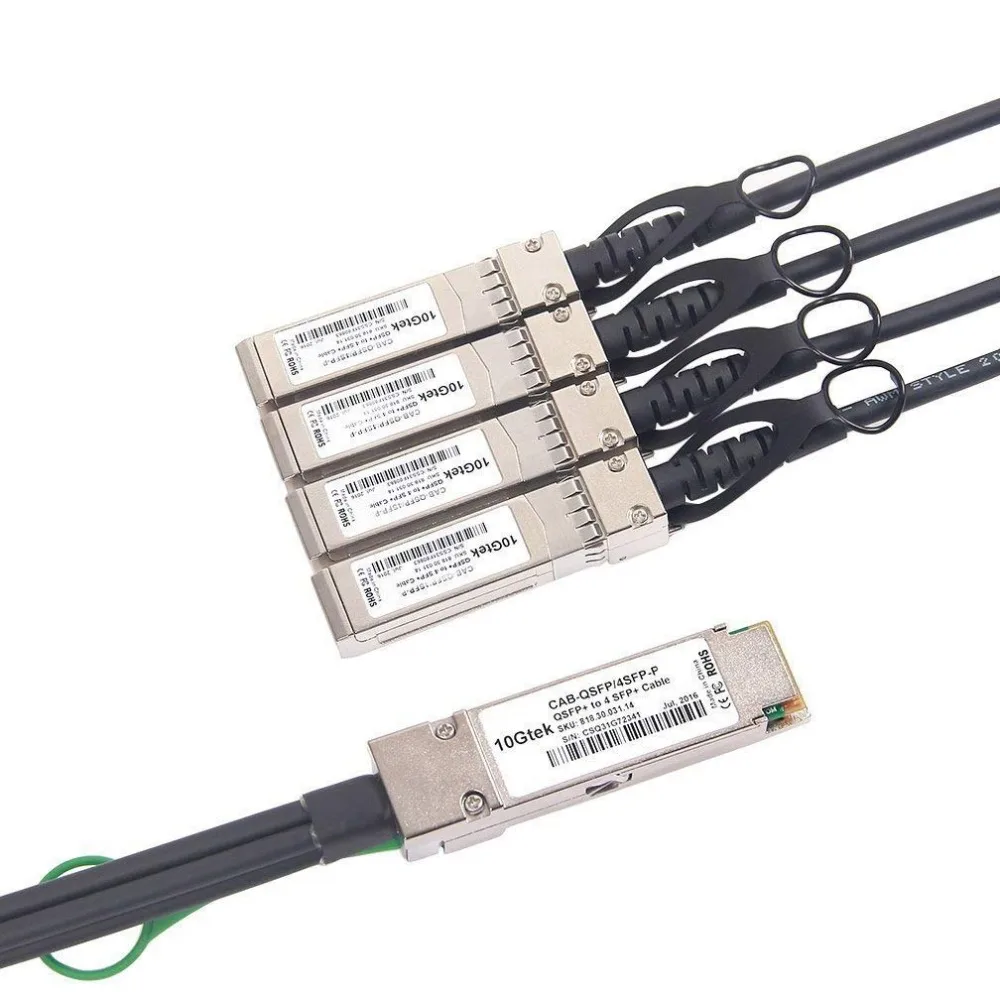 10Gtek для QSFP-4SFP10G-CU2M 2-метровый 40 ГБ/сек. QSFP + to 4x SFP Пассивный кабель прямого
