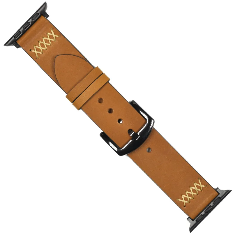 Light brown Ремешок из натуральной кожи для Apple watch 42 мм 38 мм 44 мм 40 мм correas iwatch series 4 3 2 1 ремешок для часов браслет наручные часы ремень - Цвет ремешка: Light brown