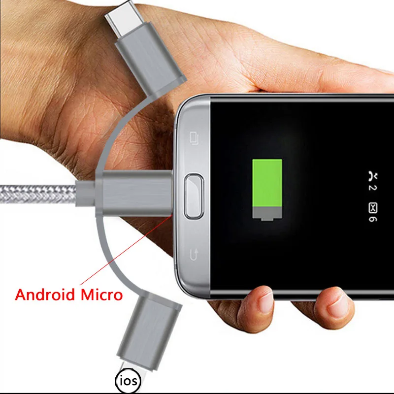 USB Кабель зарядного устройства для iphone XS X 5 6 7 мульти Зарядка 3 в 1 кабель Micro type C