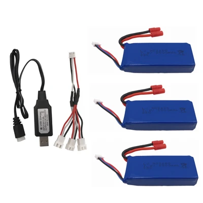 Syma X8C 7,4 v 2500MAH части зарядного устройства батарея Syma X8C X8W X8G X8HC X8HW X8HG RC части зарядного устройства+ 1 до 3 провода+ 3 батареи - Цвет: Бургундия