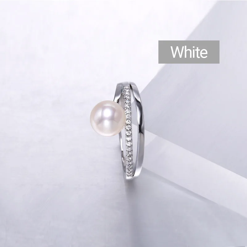White Кольцо DAIMI 7-8 мм кольцо с пресноводным жемчугом 6 цветов модный милый подарок для женщин кольцо из серебра 925 - Цвет камня: White
