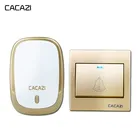 Беспроводной смарт-звонок CACAZI, Водонепроницаемый дверной звонок с дистанционной батареей 300 м, светодиодный светильник, беспроводной звонок для дома, 36 мелодий, 4 громкости, европейская вилка