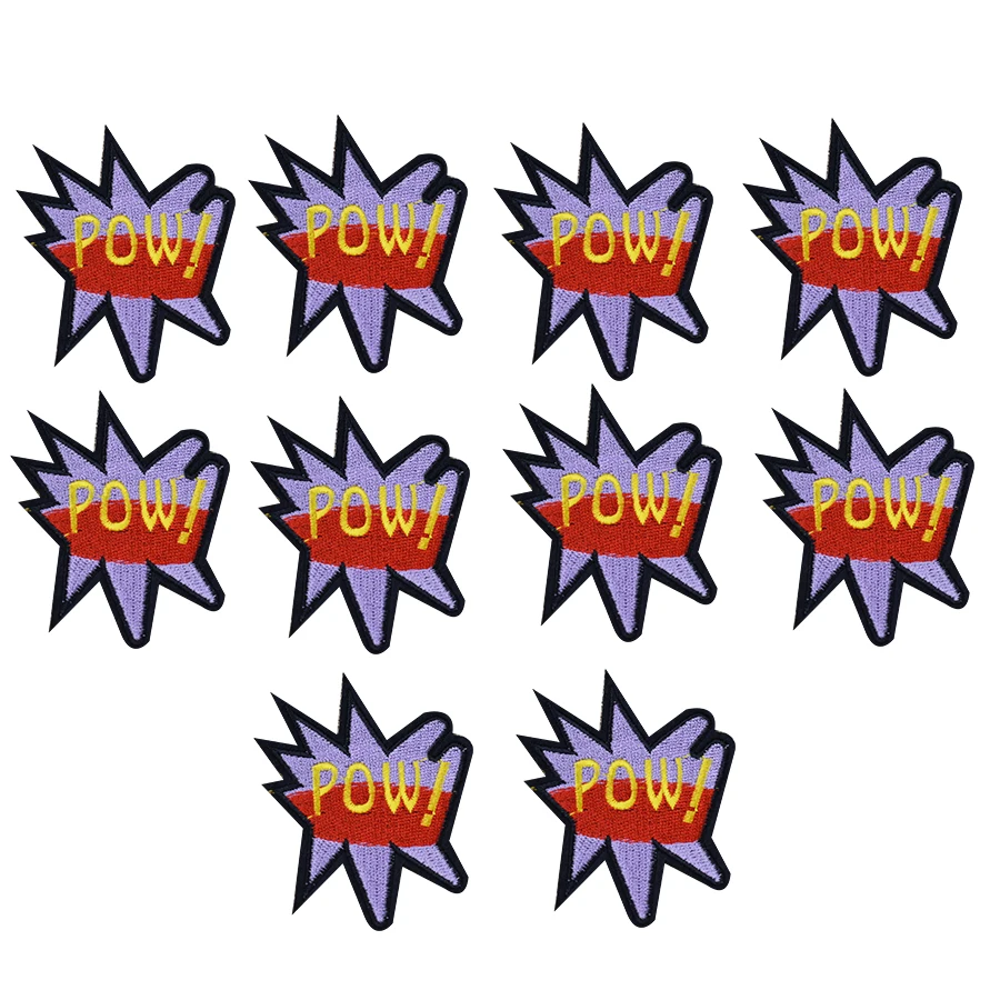 10pcs pow embroidered patches for clothing iron on clothes badges iron-on jeans | Дом и сад