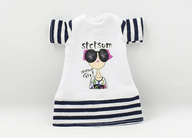 Blyth Doll летнее платье длинная рубашка Полосатое платье