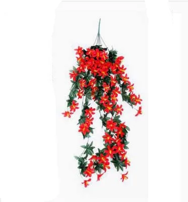 red 1pcs Домашний декор, 1 шт., лилия, подвесной цветок, на стену, Орхидея, корзина, украшение для гостиной, цветок, искусственный цветок, Шелковый цветок - Цвет: red 1pcs