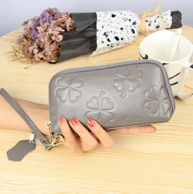Grey T1209 WERICHEST женский клатч из натуральной кожи, кошельки, несколько карт, длинный женский кошелек с сумкой для телефона, Модный женский кошелек - Цвет: Grey T1209