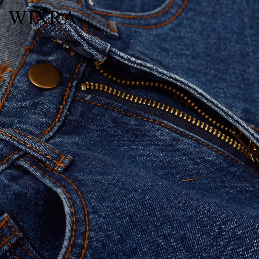 Женские джинсовые шорты Wixra синие свободные с высокой талией спереди и сзади|waist