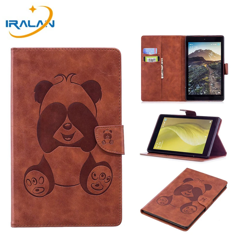 Cut Cartoon Flip Stand Cover For Amazon Kindle Fire HD8 2017 2016 8.0 inch Tablet Case Leather Funda Coque Panda Shell+Film+pen |