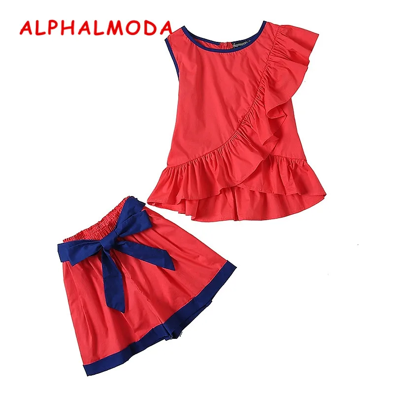 Женский комплект из 2 предметов ALPHALMODA блуза с оборками и шорты повседневный