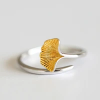 daisies new arrivals pure 925 sterling silver ginkgo biloba leaf rings for women adjustable size ring sterling silver jewelry