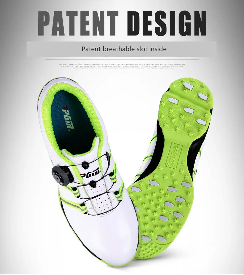 

2016 New PGM Golf Shoes Mens Leather Anti-skid Breathable Groove Patent Design Sneakers Freeshipping