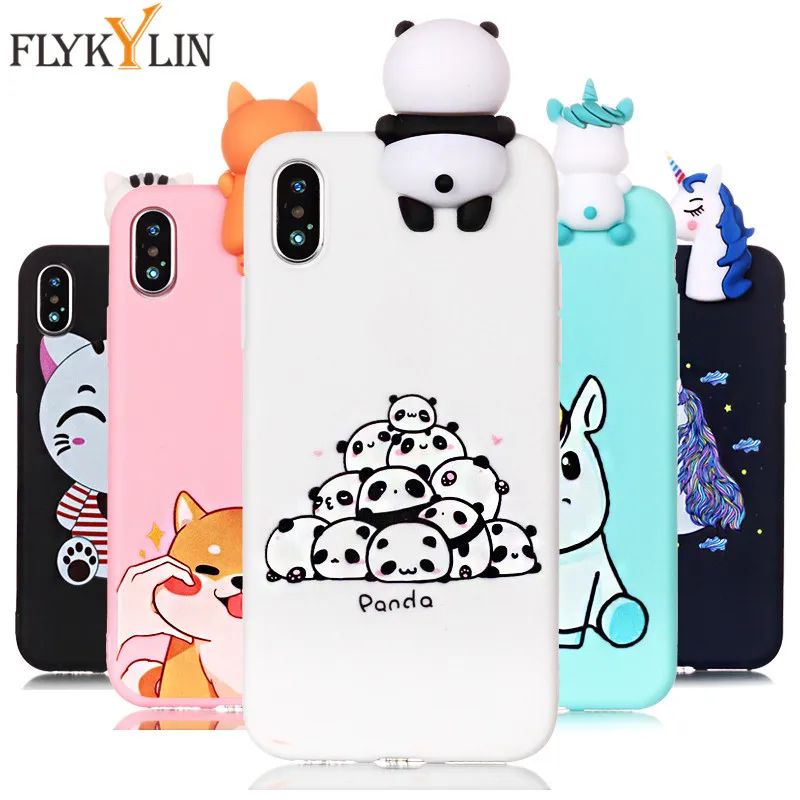 Чехол FLYKYLIN для iPhone 11 Pro Max 5, 5S, SE, XS, XR, X, 6 S, 6 S, 7 Plus, 8 Plus, чехол на Единорог, мягкий ТПУ, силикон, 3D, куклы, игрушки, телефон, чехол