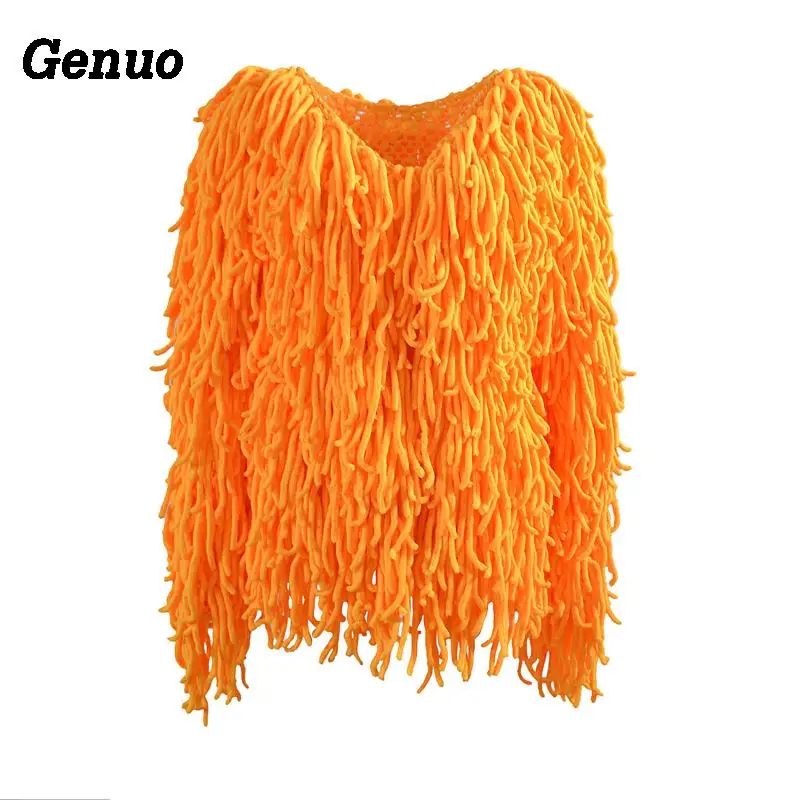 

Genuo Warm Knitting Shaggy Jacket Coat Women Sweater Soft Black Female Overcoat Autumn Winter Hairy Faux Fur Coat Cardigan