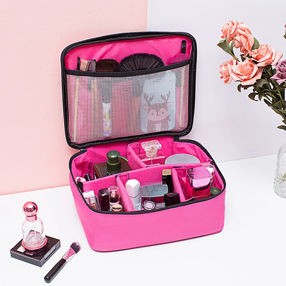 Pink to 1 Кейс для косметики Ткань Оксфорд Органайзер большой Ёмкость дорожный с молнией портативная макияжная сумка для хранения Водонепроницаемый - Цвет: Pink to 1
