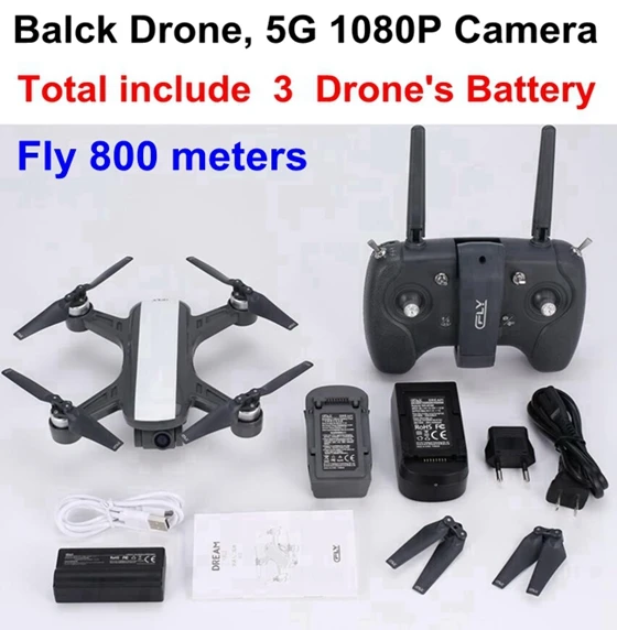 Black Dream Drone 3b C-FLY Дрон CFLY Dream gps RC бесщеточный мотор 5G wifi FPV 800M 1080P HD камера режим следования за мной круг Летающий оптический поток VS f11 - Цвет: Black Dream Drone 3b