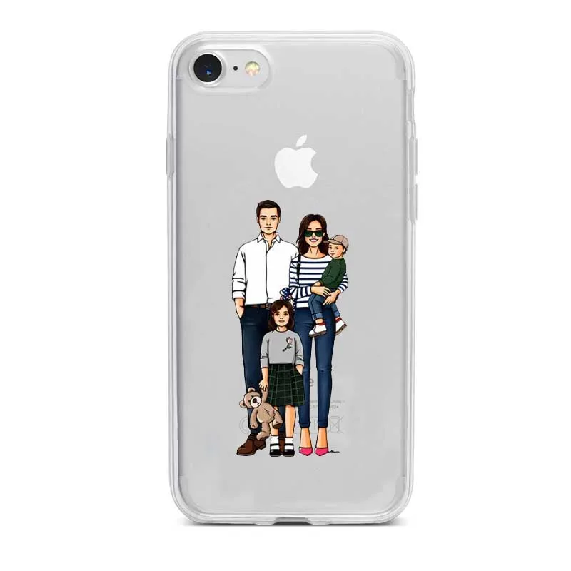 Moda Mae Do Bebe Caso Menina Para o iphone XR XS MAX 8 6 7 Plus 5 4 Мягкий ТПУ Прозрачный mulher Tampa Telefone Fundas