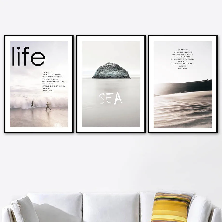 Unframed Sea Beach Landscape Canvas Painting Nature Ocean Scenery Nordic Poster For Modern Home Living Room Decor Wall Artwork | Дом и сад