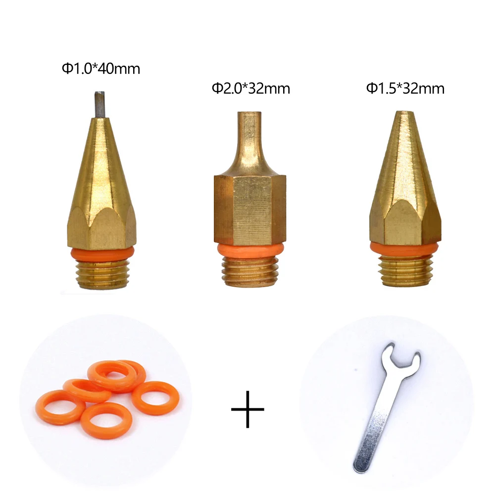 2.0-22mm Hot Melt Glue Gun Long Nozzle Large Diameter Small-bore 1.0x36mm 1.5x55mm 1.5x70mm High Quality Steel Material with Wrench 3Pcs - Color: 2.0-22mm
