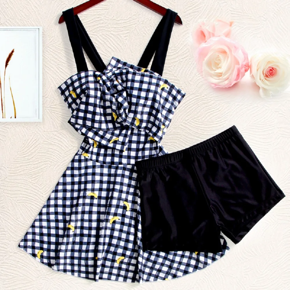 YOUYOU 2018 New One Piece Swimwear Red PlaId Skirt Bathing Suit Sexy Swimming Dress Women Underwire Swimsuit Beachwear Biquini | Спорт и