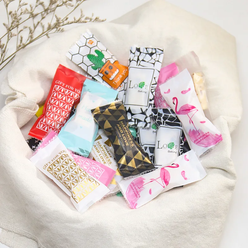

100pcs Multiple styles Nougat Sugar heat seal candy packaging bag - plastic bakery gift bags 4x9.5cm
